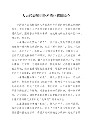 人大代表解纠纷 矛盾化解暖民心