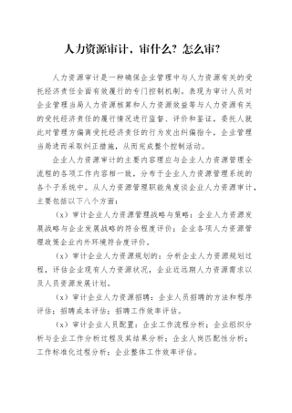 人力资源审计，审什么？怎么审？