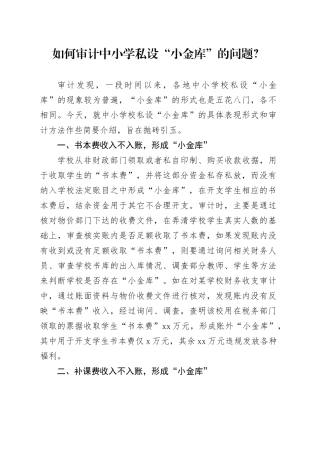 如何审计中小学私设“小金库”的问题？