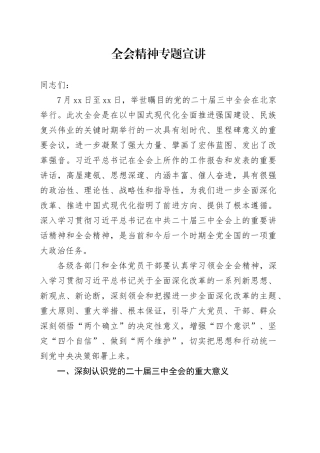 三中全会精神专题宣讲稿8200字（党课）