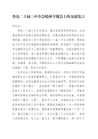 社会工作部二十届三中全会精神专题会交流发言