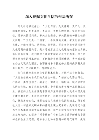 深入把握文化自信的根基所在