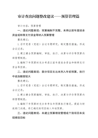 审计查出问题整改建议——预算管理篇