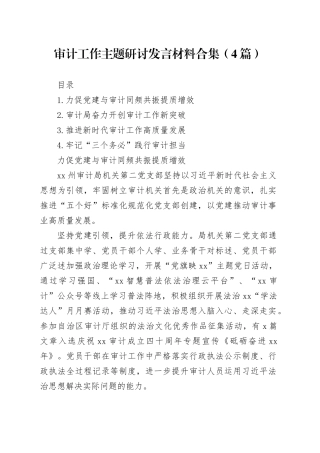 审计工作主题研讨发言材料合集（4篇）