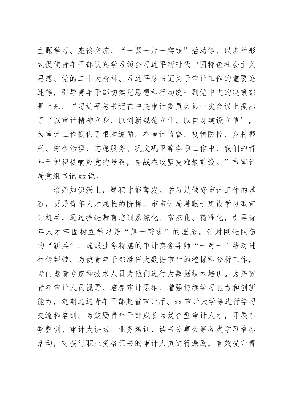 审计系统培养青年干部综述材料_第2页