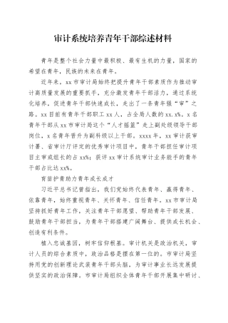 审计系统培养青年干部综述材料