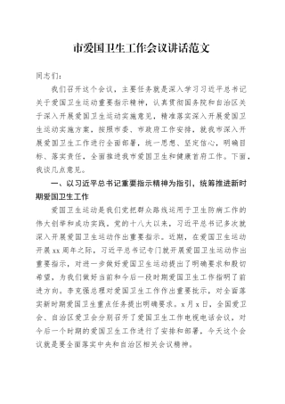 市爱国卫生工作会议讲话20240408