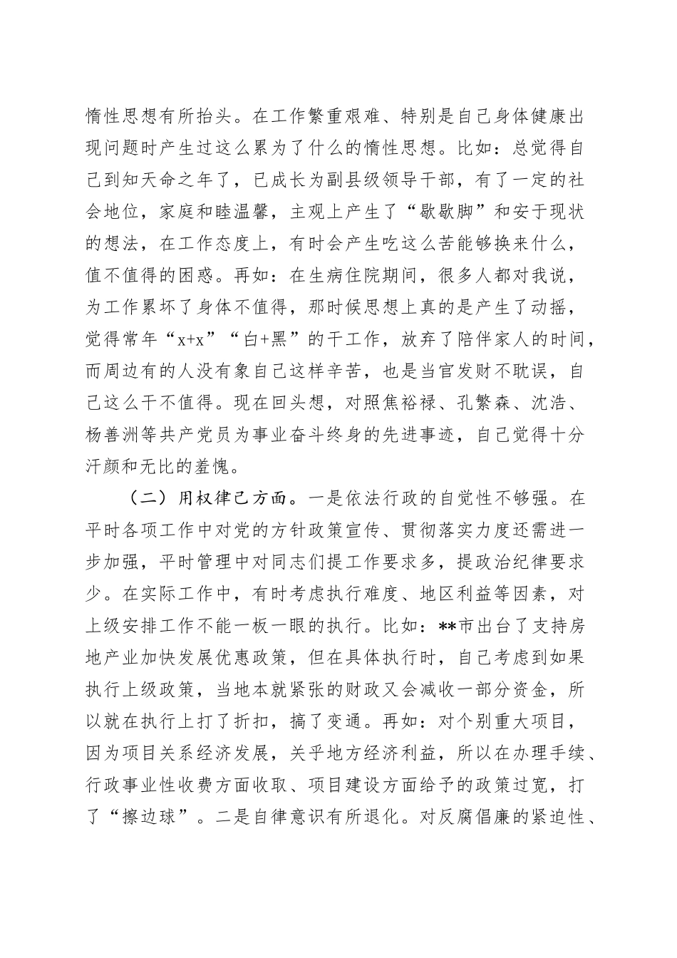 市常委、常务副市长专题民主生活会发言提纲_第2页