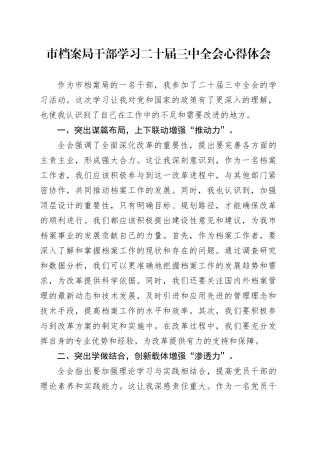 市档案局干部学习二十届三中全会心得体会