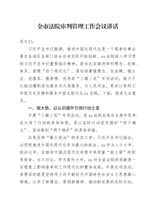 市法院审判管理工作会议讲话