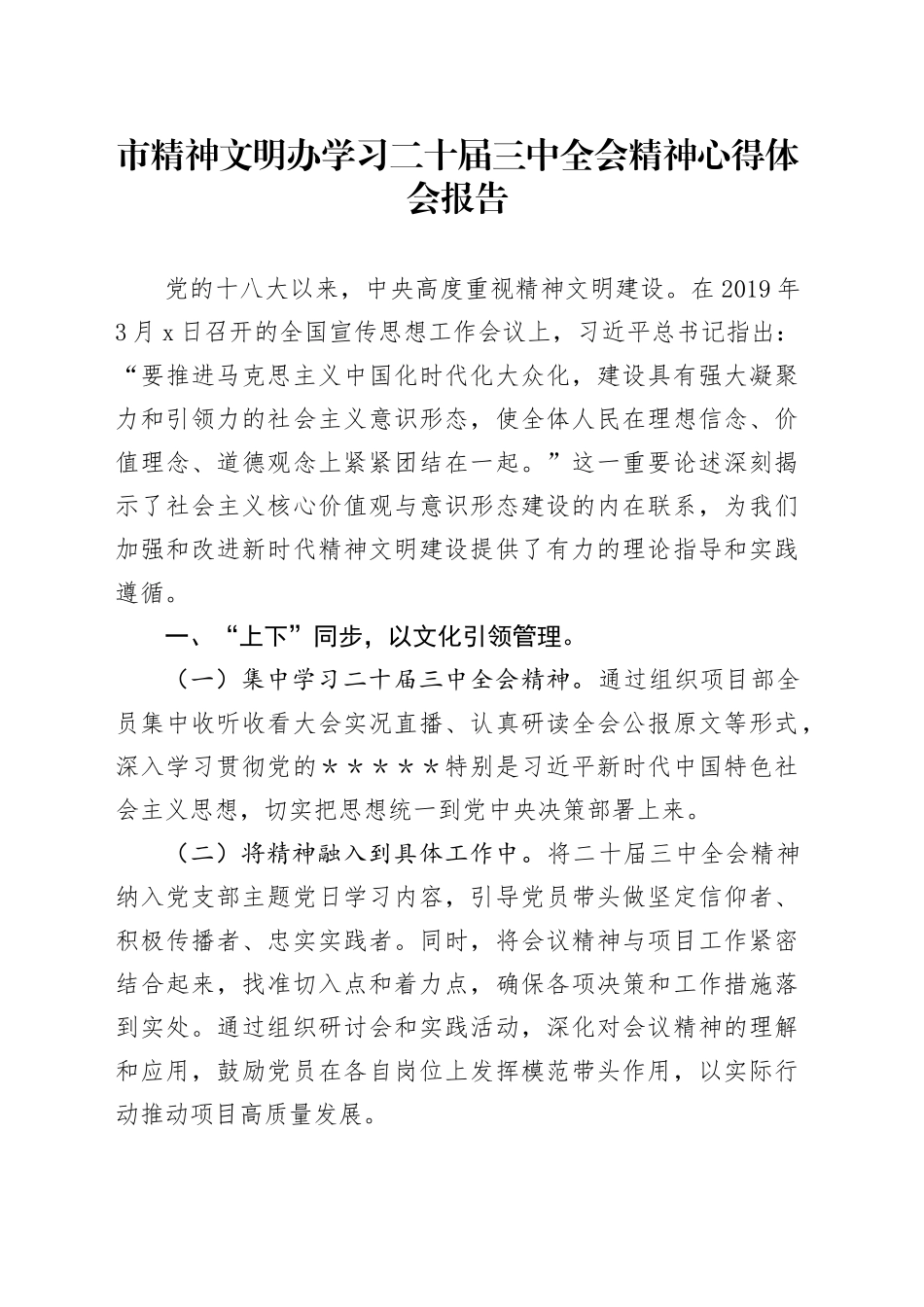 市精神文明办学习二十届三中全会精神心得体会报告_第1页