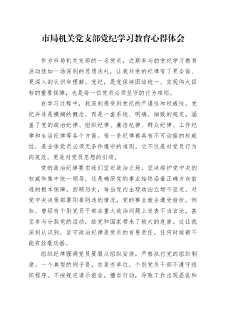 市局机关党支部党纪学习教育心得体会交流研讨发言讲话范文20240807