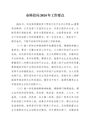 市科技局2024年工作要点