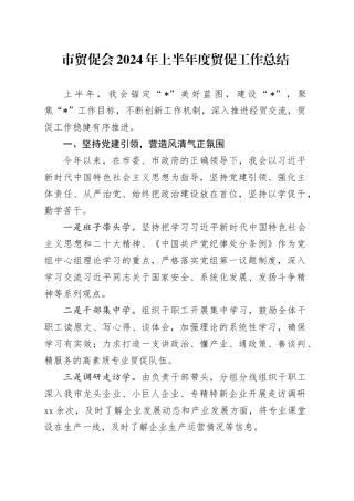 市贸促会2024年上半年度贸促工作总结