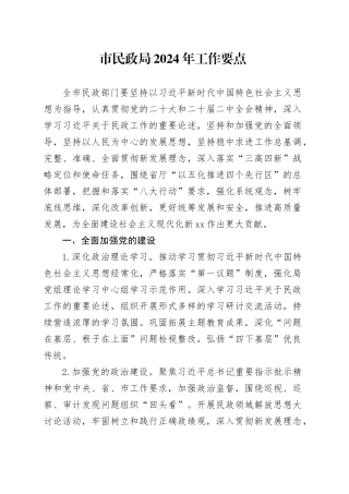 市民政局2024年工作要点