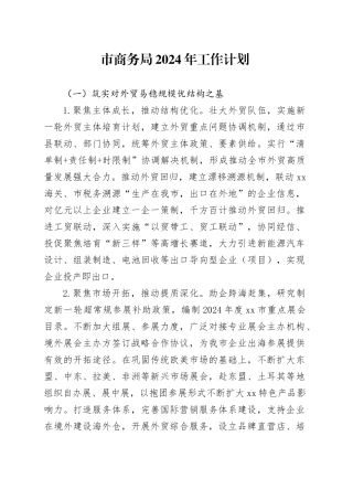 市商务局2024年工作计划