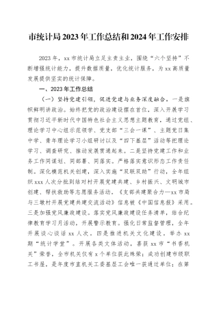 市统计局2023年工作总结和2024年工作安排（20240119）