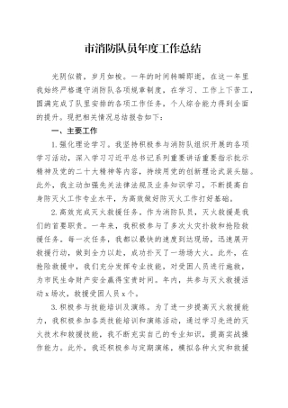 市消防队员年度工作总结