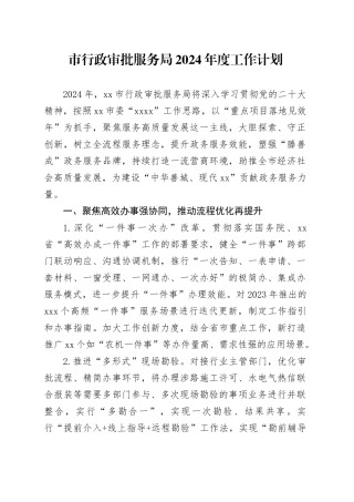 市行政审批服务局2024年度工作计划