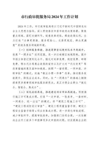 市行政审批服务局2024年工作计划（20240322）