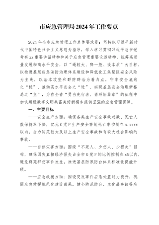 市应急管理局2024年工作要点（20240401）