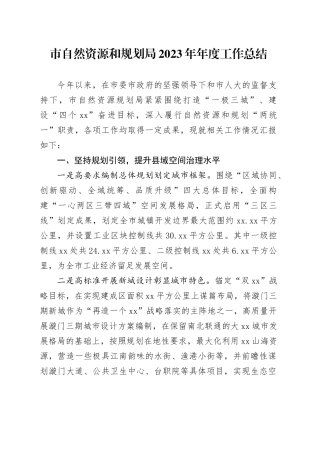 市自然资源和规划局 2023年年度工作总结（20240129）