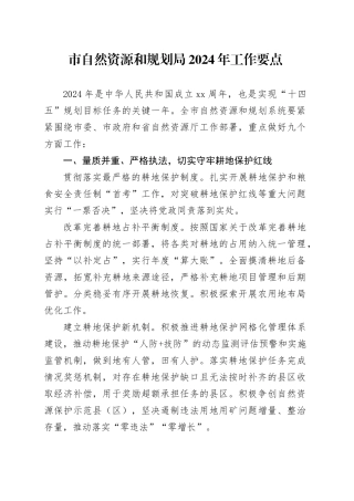 市自然资源和规划局2024年工作要点（20240311）