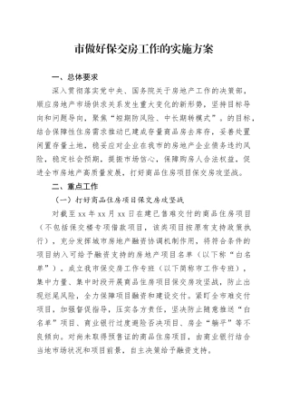 市做好保交房工作的实施方案