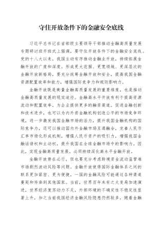 守住开放条件下的金融安全底线