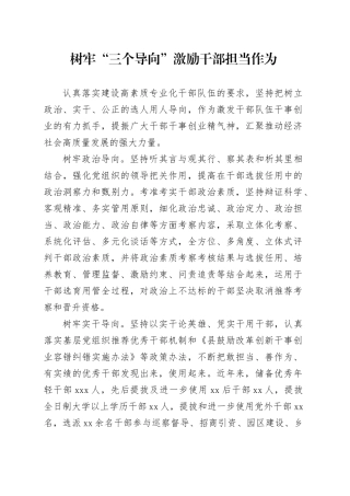 树牢“三个导向”激励干部担当作为
