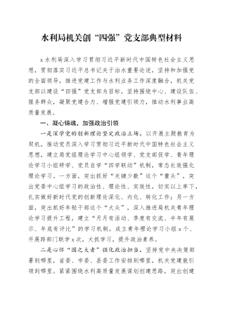 水利局机关创“四强”党支部典型材料