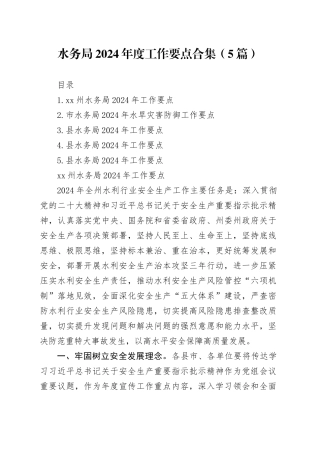 水务局2024年度工作要点合集（5篇）