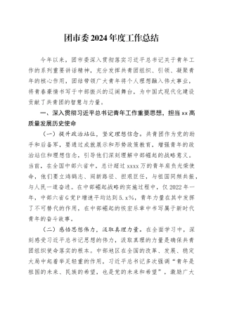 团市委2024年度工作总结