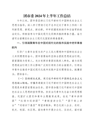 团市委2024年上半年工作总结