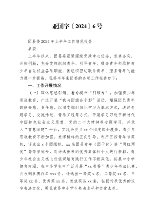 团县委上半年工作总结汇报