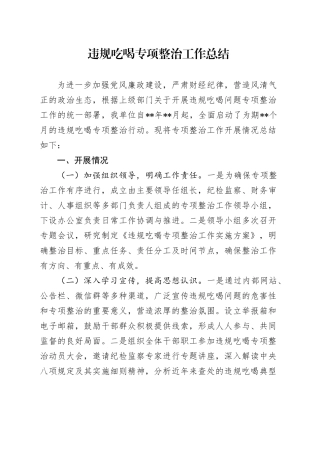 违规吃喝专项整治工作总结（2）