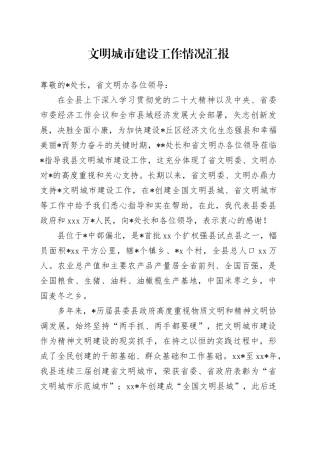 文明城市建设工作情况汇报