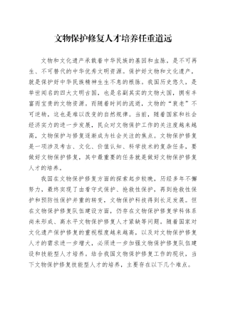 文物保护修复人才培养任重道远