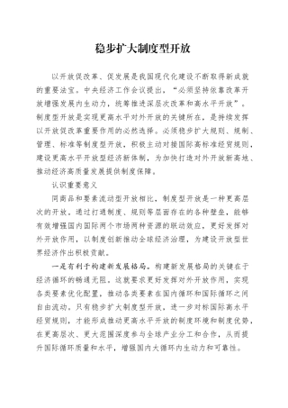 稳步扩大制度型开放