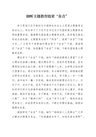 细听主题教育绕梁“余音”