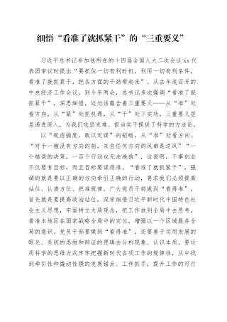 细悟“看准了就抓紧干”的“三重要义”