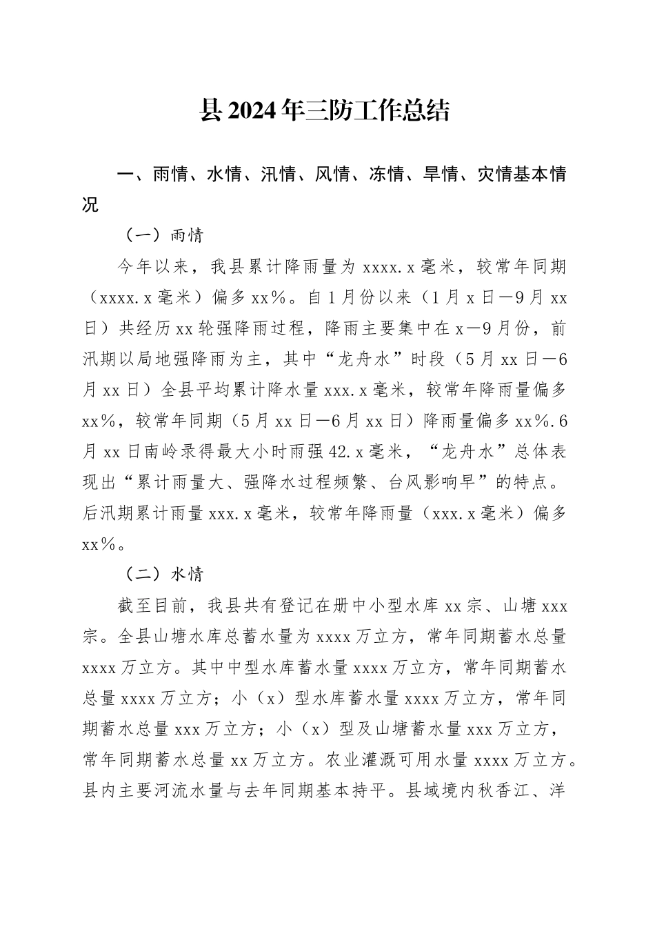 县2024年三防工作总结_第1页