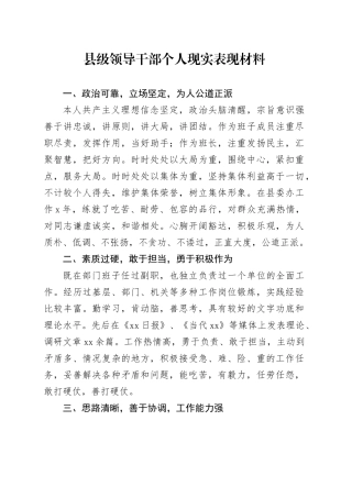 县级领导干部个人现实表现材料