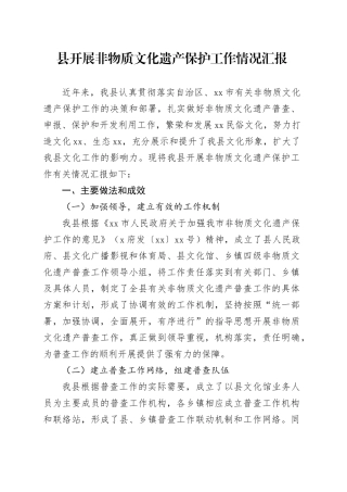 县开展非物质文化遗产保护工作情况汇报