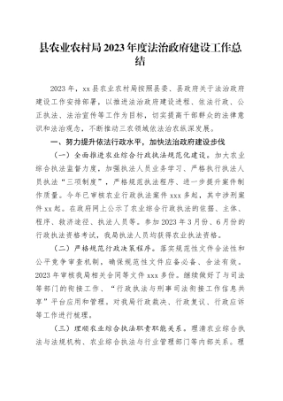 县农业农村局2023年度法治政府建设工作总结（20240131）