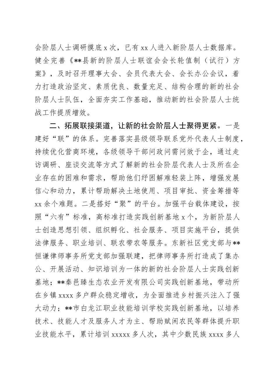 县区新的社会阶层统战工作开展情况汇报_第2页