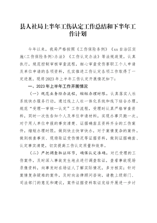县人社局上半年工伤认定工作总结和下半年工作计划