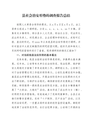 县社会治安形势的调查报告总结