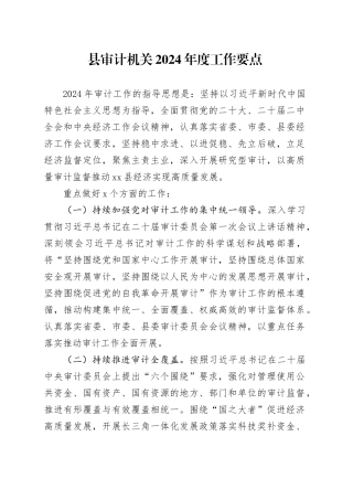 县审计机关2024年度工作要点（20240411）