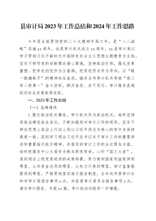 县审计局2023年工作总结和2024年工作思路（20240204）
